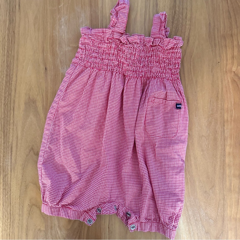 Ralph Lauren Red Checkered Jumpsuit with Pocket